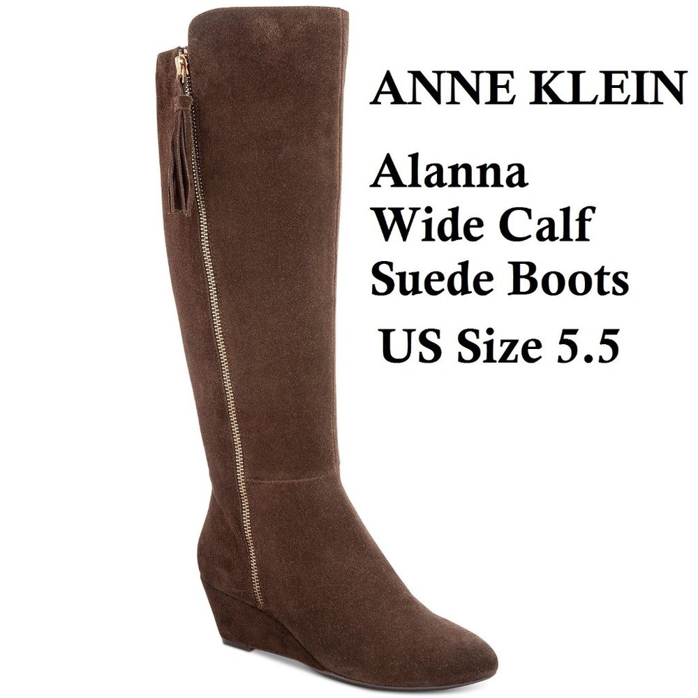 Anne Klein Alanna Suede Boots US 5.5 Wide Calf